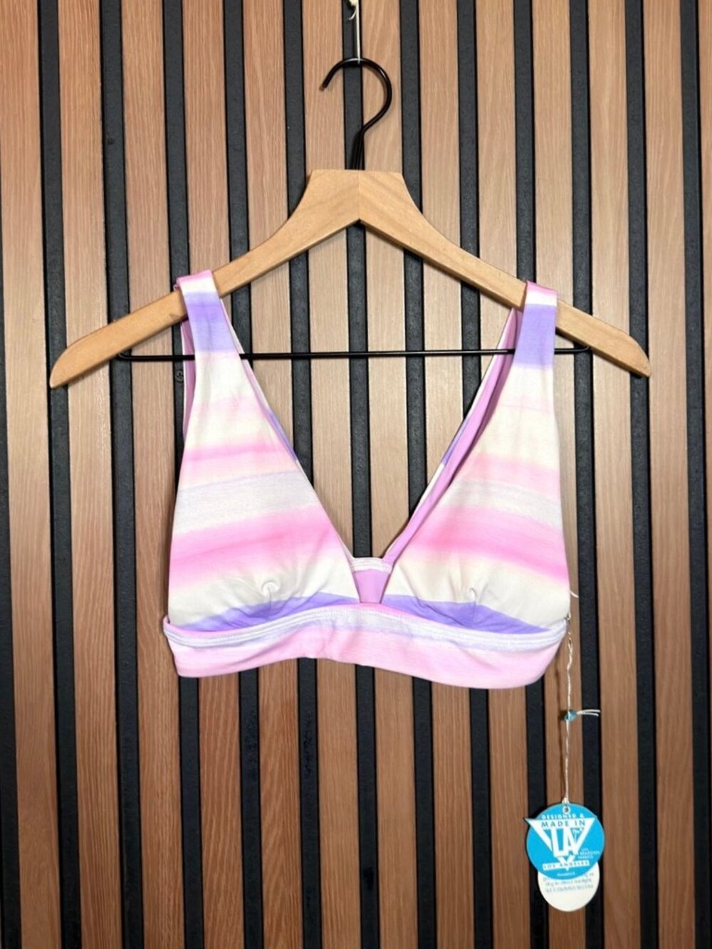 New WET Los Angeles Bikini Top Brazilian OS Womens Purple Pink Bra